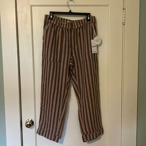 Pact The Harbour Relaxed Pant in Husk Stripe Size Large Cotton Hemp Neutral